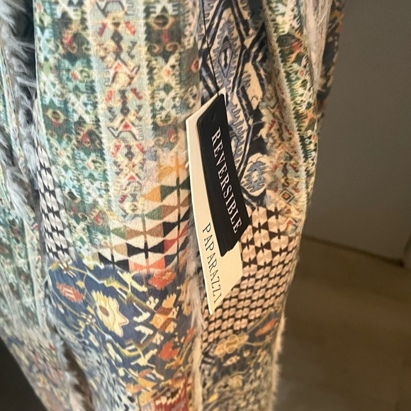 Boho suede patchwork reversible coat vest duster by Paparazzi Biz Sherpa lining - Picture 2 of 16